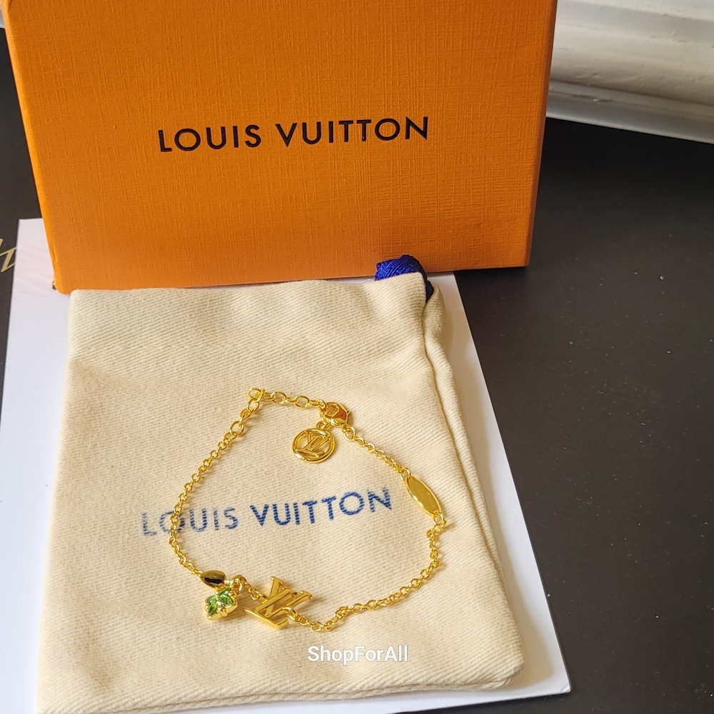 Louis Vuitton Gold and Green Flower Charm Bracelet - Picture 11 of 13